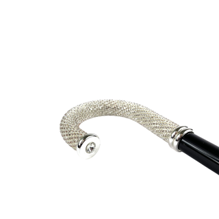 Silver plated crystal encrusted handle handcrafted Italian walking stick side view