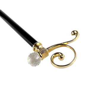 Gold plated solid brass Swarovski crystal handle handcrafted Italian walking cane close-up