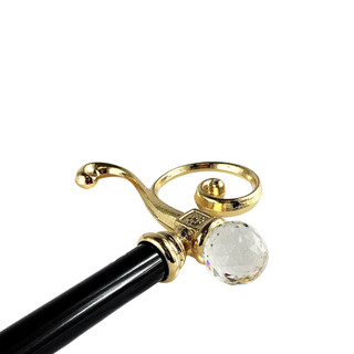 Gold plated solid brass Swarovski crystal handle handcrafted Italian walking cane detail