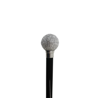 Swarovski rhinestone metal alloy handle handcrafted Italian walking cane side view