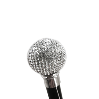 Swarovski rhinestone metal alloy handle handcrafted Italian walking cane close-up