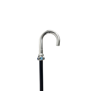 Crystal silver-plated handle men's luxury handcrafted Italian walking cane side view