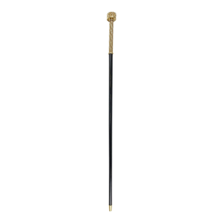 Crystal handle 24K gold-plated beechwood handcrafted Italian walking cane close-up