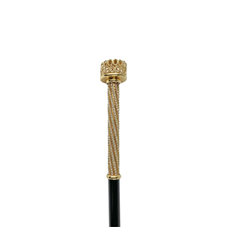 Crystal handle 24K gold-plated beechwood handcrafted Italian walking cane handle detail