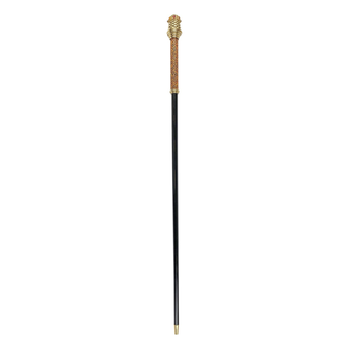 24K gold-plated red crystal black beechwood royal Italian walking stick detail