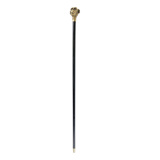 Gold plated black beechwood shaft handcrafted Italian walking stick close-up