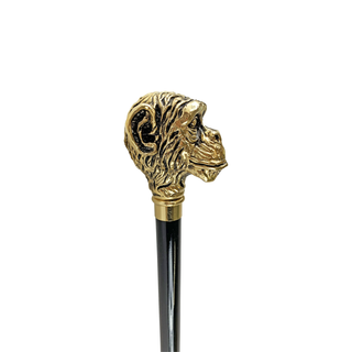 Gold plated black beechwood shaft handcrafted Italian walking stick detail