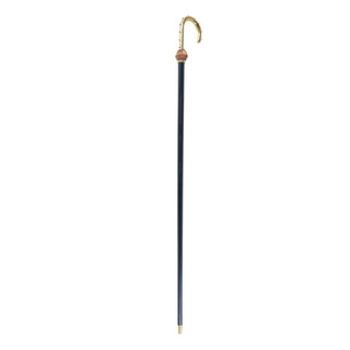 Crystal handle 24K gold plated brass tip Italian luxury walking cane close-up