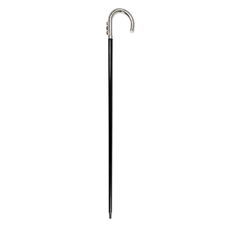 Red crystal silver handle Italian handcrafted luxury walking cane detail