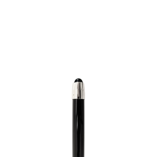 Silver plated handle black lacquered shaft handmade Italian walking stick close-up