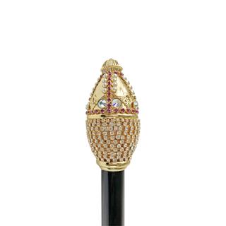 Crystal 24K gold handmade Italian luxury walking stick side view