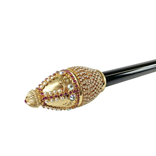 Crystal 24K gold handmade Italian luxury walking stick detail
