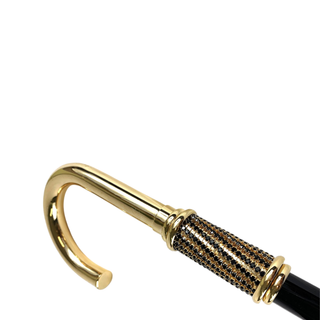 Swarovski 24K gold handcrafted Italian luxury walking stick side view