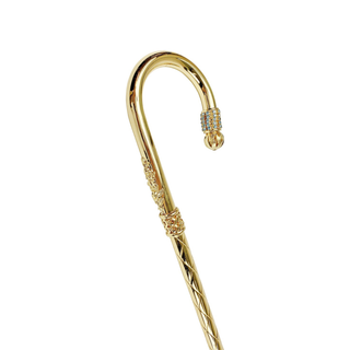 24K gold aquamarine crystal Italian luxury walking stick limited edition side view