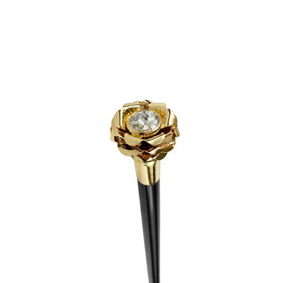 Rose handle Swarovski crystal Italian handmade luxury walking stick detail