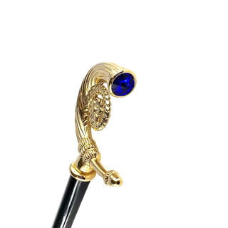 Swarovski sapphire crystal metal tip Italian handcrafted luxury walking cane close-up