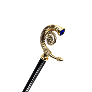 Swarovski sapphire crystal metal tip Italian handcrafted luxury walking cane detail