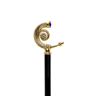 Swarovski sapphire crystal metal tip Italian handcrafted luxury walking cane side view