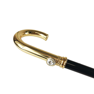 Swarovski crystal handle gold plated handmade Italian walking stick angle view