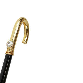 Swarovski crystal handle gold plated handmade Italian walking stick close-up