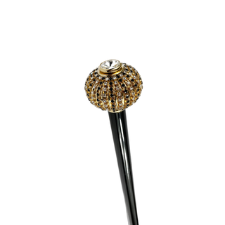 Gold plated brass onion handle handmade Italian luxury walking stick side view