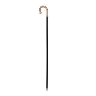 Aquamarine crystal 24K gold handle beechwood Italian luxury walking stick detail