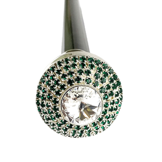 Swarovski crystal silver-plated handle Italian luxury walking stick close-up