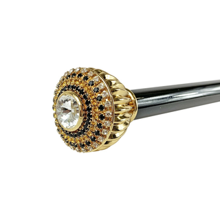 Topaz crystal handle beechwood handmade Italian luxury walking stick close-up