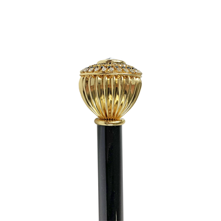 Topaz crystal handle beechwood handmade Italian luxury walking stick side view