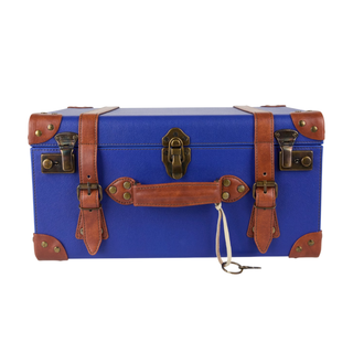 leatherette vintage cobalt spa towel crate organizer strap detail front view