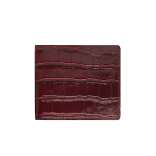 italian leather card holder haven slim bifold wallet rfid blocking crocodile texture natural view