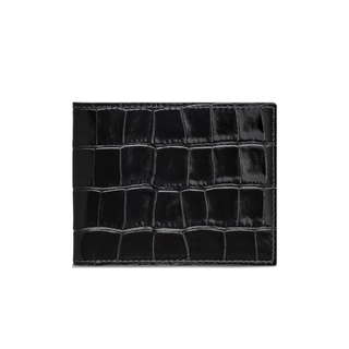 italian leather card holder haven slim bifold wallet rfid blocking crocodile texture overview