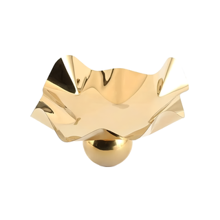 Gold Metal Fruit Bowl – Sculptural Decorative Serving Dish