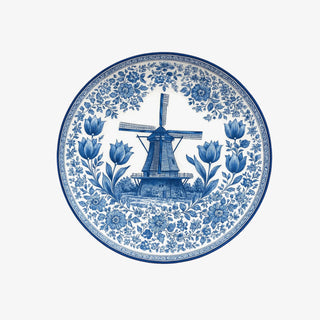 Vintage Windmill-Motif Porcelain Wall Plate