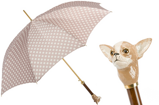 Automatic handmade Italian women stylish brass handle umbrella front view