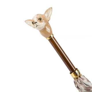 Automatic handmade Italian women stylish brass umbrella handle close-up