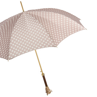 Automatic handmade Italian women stylish brass handle umbrella side view