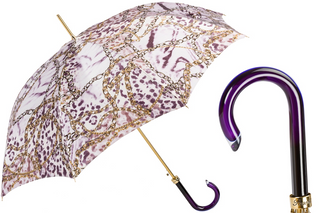 Automatic purple chains design luxury Italian women's umbrella front view