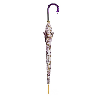 Automatic purple chains design luxury Italian women's umbrella close-up handle detail