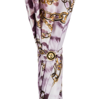Automatic purple chains design luxury Italian women's umbrella top view
