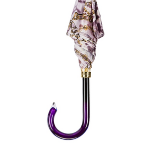 Automatic purple chains design luxury Italian women's umbrella elegant detail