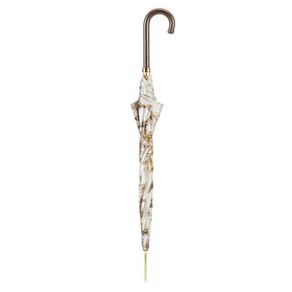 Bridles print automatic leather handle handmade Italian umbrella close-up