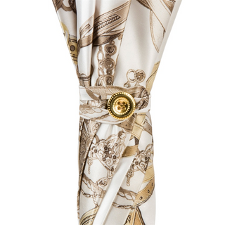 Bridles print automatic leather handle handmade Italian umbrella detail