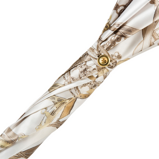 Bridles print automatic leather handle handmade Italian umbrella top view