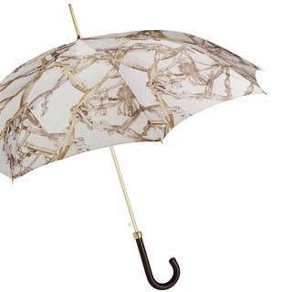 Bridles print automatic leather handle handmade Italian umbrella side view