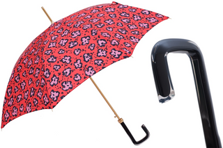 Automatic cheetah print luxury Italian women's umbrella front view
