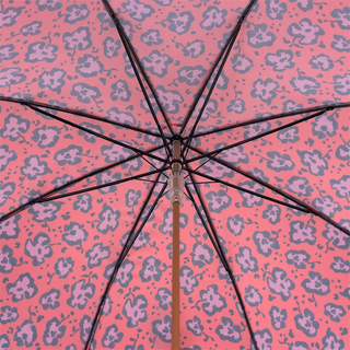 Automatic cheetah print luxury Italian women's umbrella top view