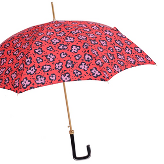 Automatic cheetah print luxury Italian women's umbrella side view