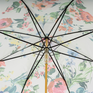 Spring floral handmade Italian automatic polyester umbrella handle