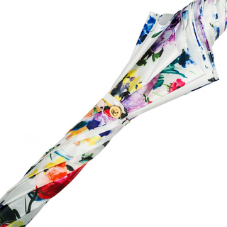 Spring floral handmade Italian automatic polyester umbrella top view